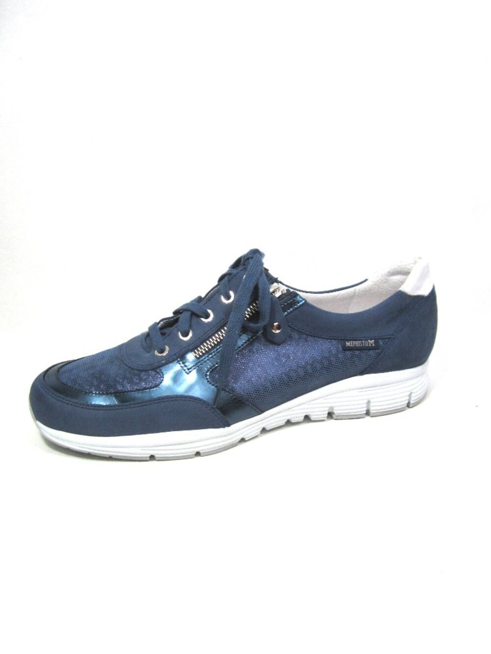 Mephisto $279 Ylona Sneakers Size 11 Womens Denim Blue Leather Walking Shoe